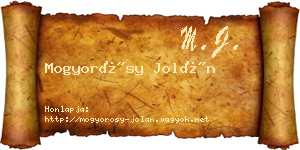Mogyorósy Jolán névjegykártya