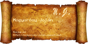Mogyorósy Jolán névjegykártya